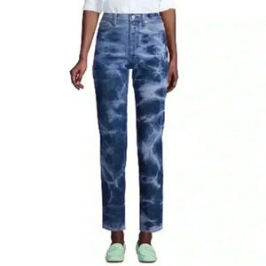 Lands End size 14 tie dye denim jeans . Straight leg high rise. EUC.